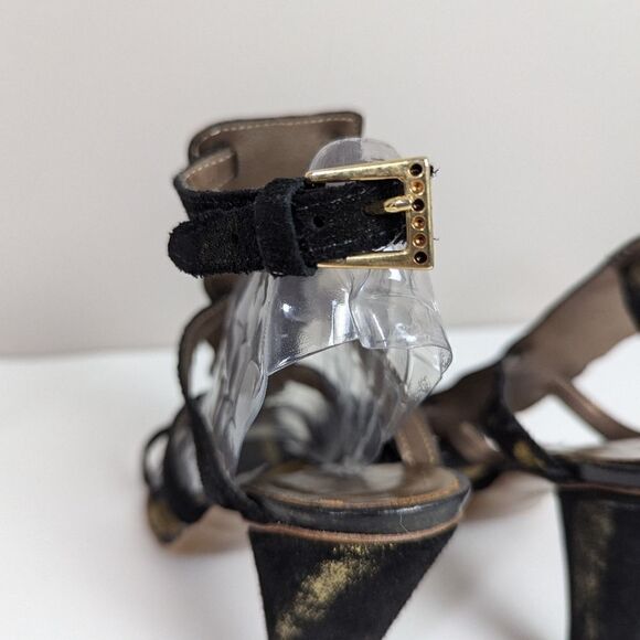 unique vintage shoes, Io & To italian leather heels, Crocodile print gladiator - Picture 10 of 13